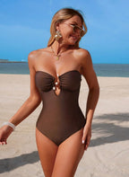 Conjunto Kiara Chocolate Maiô com Contas e Calça Pantalona Boho, Baha Morenna