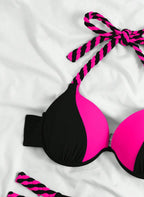 Descubra o Biquíni Trançado Color Block Mattie com Alças Trançadas design color block vibrante, alças trançadas e sutiã push-up. O look energético e moderno para o seu verão. Confira.
