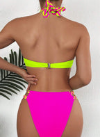 Descubra o Biquíni Trançado Color Block Mattie com Alças Trançadas design color block vibrante, alças trançadas e sutiã push-up. O look energético e moderno para o seu verão. Confira.
