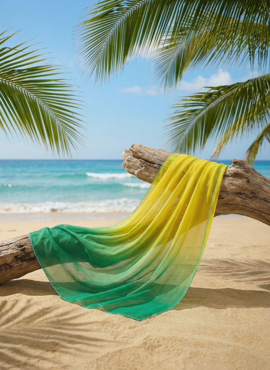 Canga Alexandra Degradê Verde e Amarelo em Tule Leve, Baha Morenna