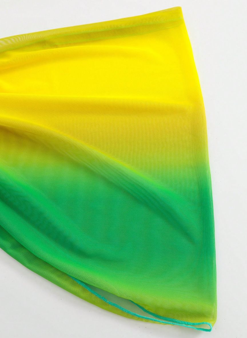 Canga Alexandra Degradê Verde e Amarelo em Tule Leve, Baha Morenna