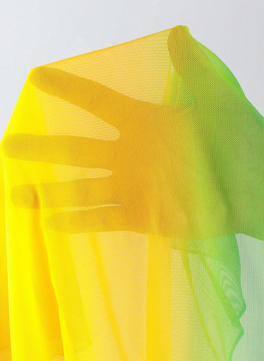 Canga Alexandra Degradê Verde e Amarelo em Tule Leve, Baha Morenna