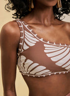 Conjunto Dione Bicolor Biquíni Assimétrico e Calça Pantalona em Tule, Baha Morenna