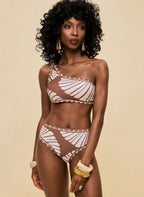 Conjunto Dione Bicolor Biquíni Assimétrico e Calça Pantalona em Tule, Baha Morenna