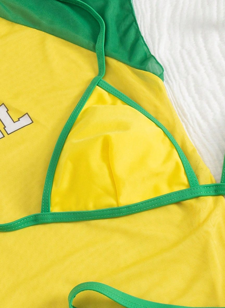 Conjunto 3 Peças Brasil Cup Camiseta Anisha Baha Morenna