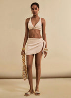 Conjunto Étoile Willow Biquíni Texturizado com Mini Canga Off-White, Baha Morenna
