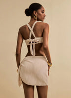 Conjunto Étoile Willow Biquíni Texturizado com Mini Canga Off-White, Baha Morenna