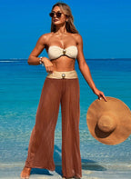 Conjunto Bicolor Gisele Biquíni Bandeau e Calça Pantalona em Tule, Baha Morenna