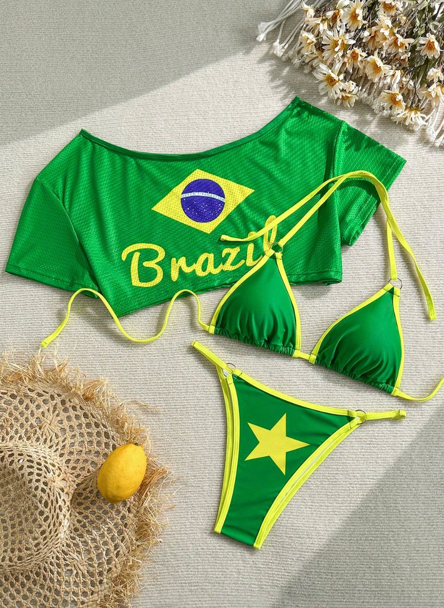 Conjunto Biquíni 3 Peças Brasil Cup Assimétrico Taci
