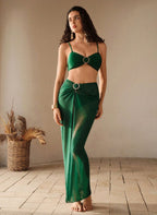 Conjunto Suyane Esmeralda Biquíni com Argola e Saia Longa em Tule, Baha Morenna