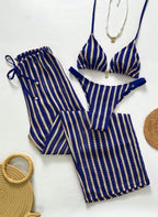Conjunto Coquille Uyara Biquíni Listrado com Calça Pantalona, Baha Morenna