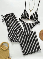 Conjunto Coquille Uyara Biquíni Listrado com Calça Pantalona, Baha Morenna