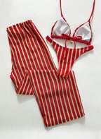 Conjunto Coquille Uyara Biquíni Listrado com Calça Pantalona, Baha Morenna