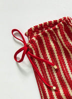 Conjunto Coquille Uyara Biquíni Listrado com Calça Pantalona, Baha Morenna