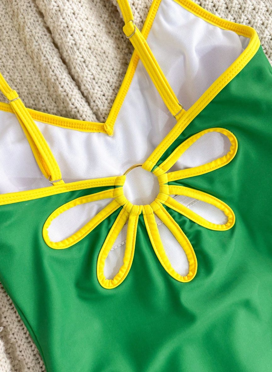 Maiô Brasil Anahí Verde e Amarelo com Costas Desenhadas, Baha Morenna