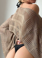 Saída de Praia Cropped Geneviève em Tricô Manga Longa, Baha Morenna